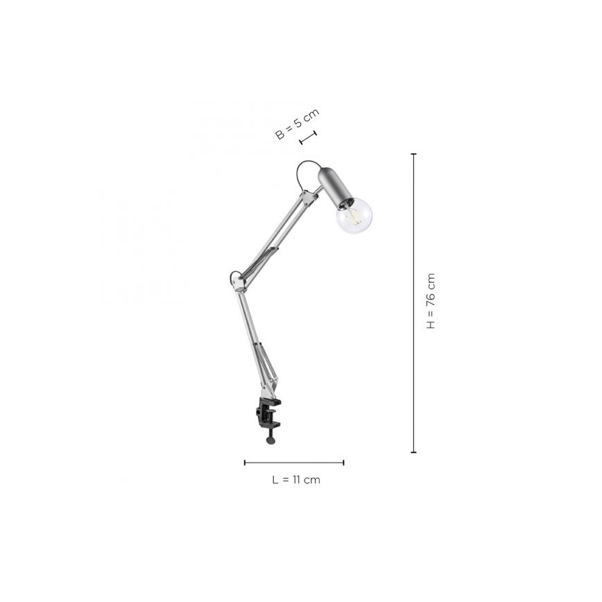Leuchten Direkt 14773-55 - Stona lampa sa štipaljkom TURN ME 1xE27/60W/230V mat krom