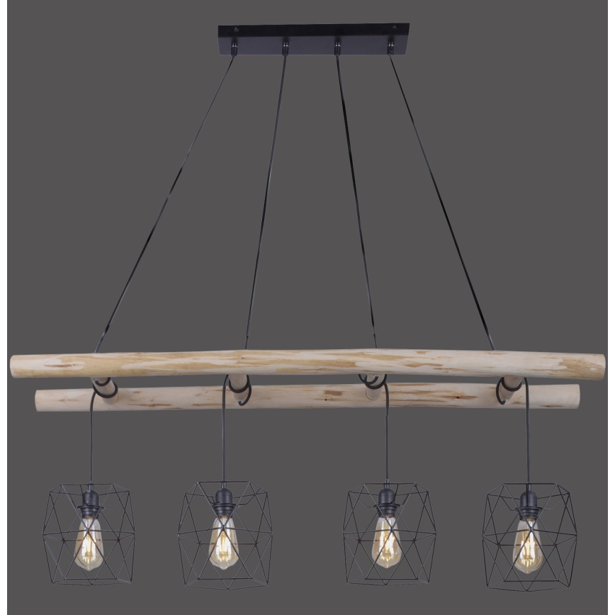 Leuchten Direkt 15036-18 - Luster na sajli EDGAR 4xE27/60W/230V eukaliptus
