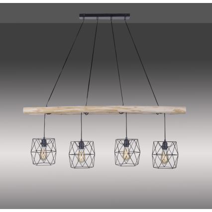 Leuchten Direkt 15036-18 - Luster na sajli EDGAR 4xE27/60W/230V eukaliptus