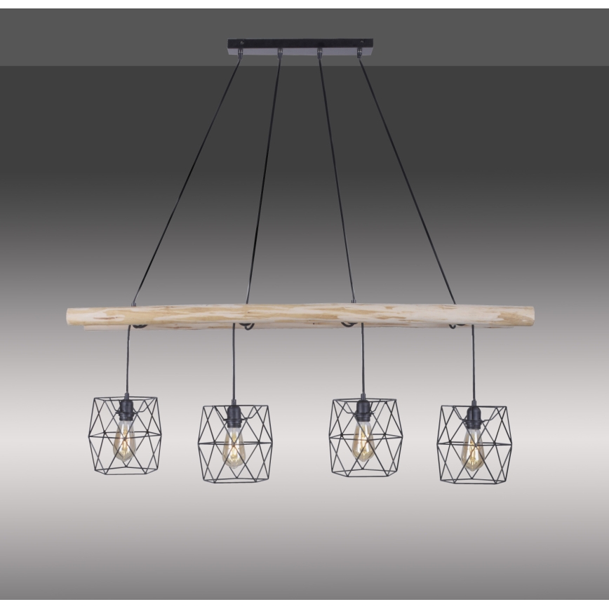 Leuchten Direkt 15036-18 - Luster na sajli EDGAR 4xE27/60W/230V eukaliptus