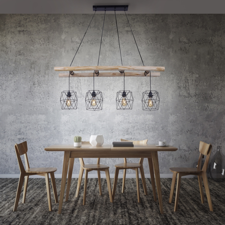 Leuchten Direkt 15036-18 - Luster na sajli EDGAR 4xE27/60W/230V eukaliptus