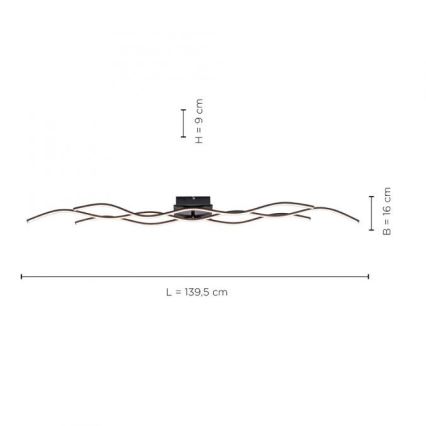 Leuchten Direkt 15167-18-LED Nadgradni luster WAWE 2xLED/12,5W/230V+1xLED/17W crno