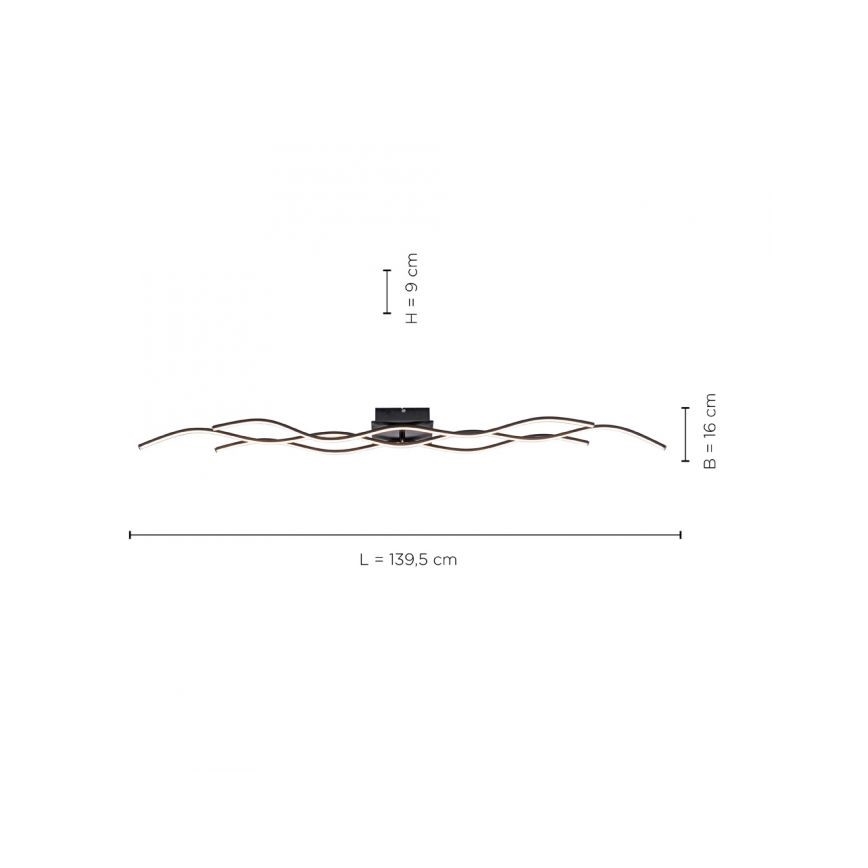 Leuchten Direkt 15167-18-LED Nadgradni luster WAWE 2xLED/12,5W/230V+1xLED/17W crno