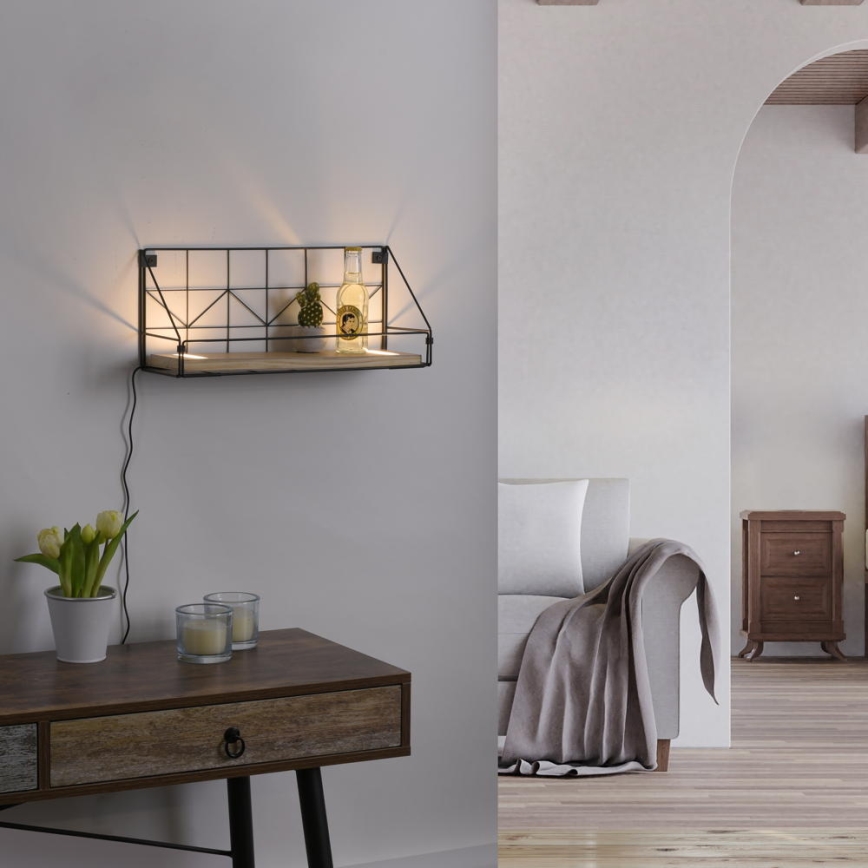 Leuchten Direkt 15277-18 - Polica sa LED osvetljenjem BOARD 2xLED/1,75W/230V 45 cm eukaliptus