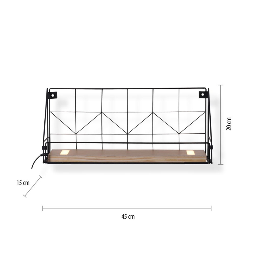 Leuchten Direkt 15277-18 - Polica sa LED osvetljenjem BOARD 2xLED/1,75W/230V 45 cm eukaliptus