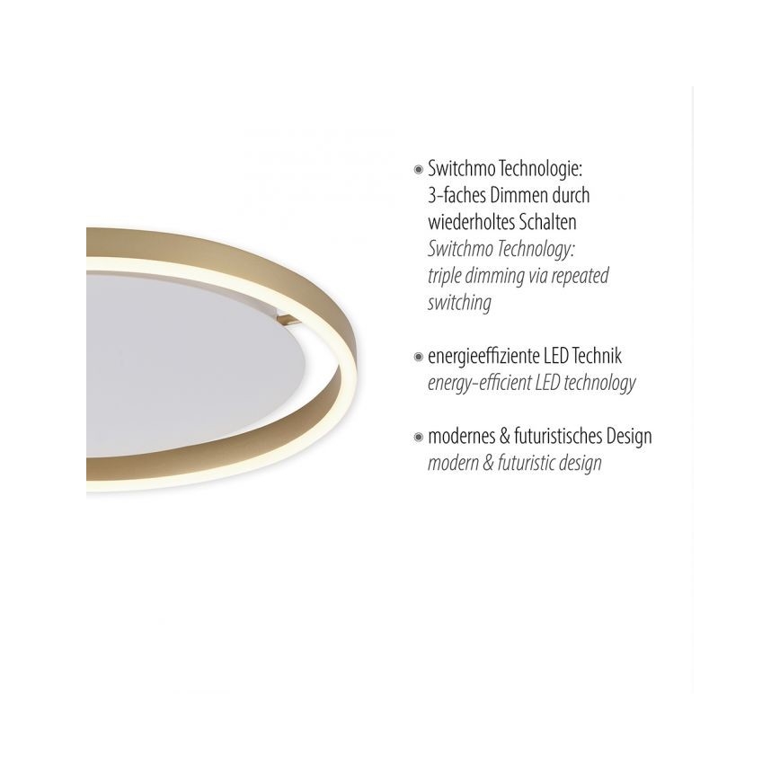 Leuchten Direkt 15391-60 - LED Prigušiva stropna svjetiljka RITUS LED/20W/230V mesing
