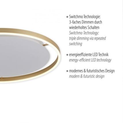 Leuchten Direkt 15392-60 - Prigušiva plafonska LED svetiljka RITUS LED/30W/230V mesing