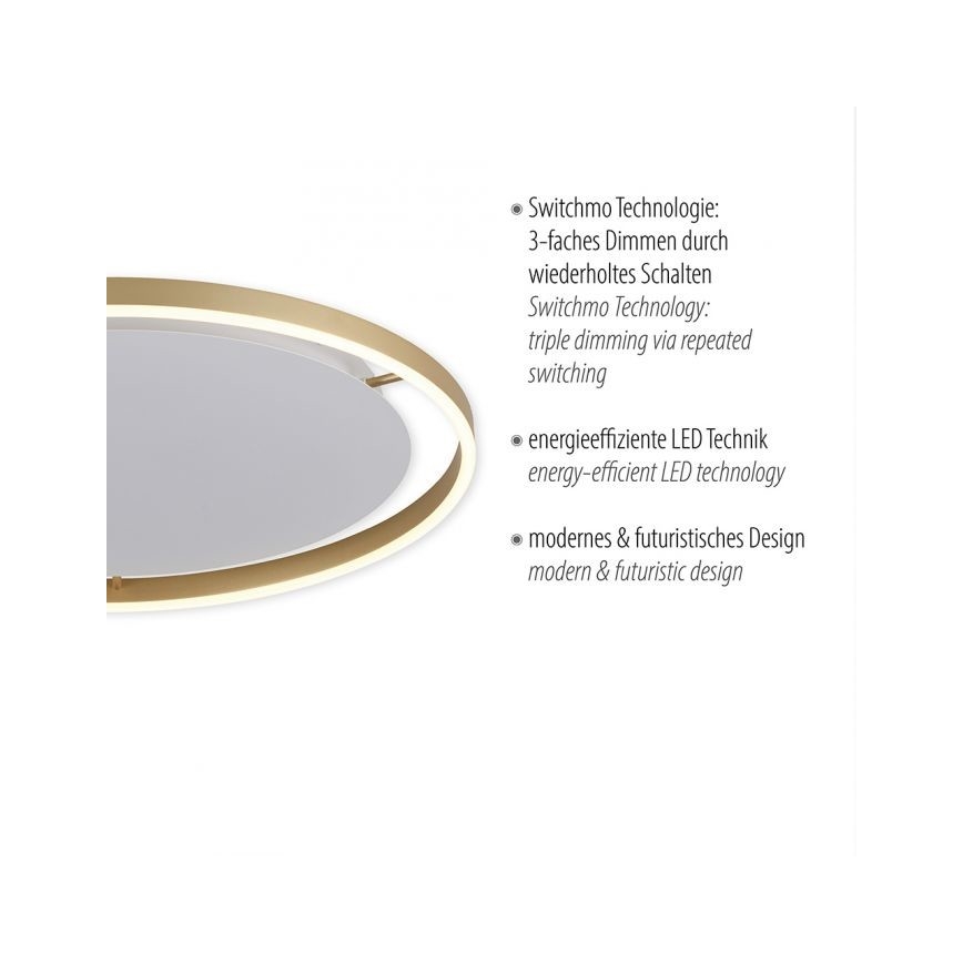Leuchten Direkt 15392-60 - Prigušiva plafonska LED svetiljka RITUS LED/30W/230V mesing