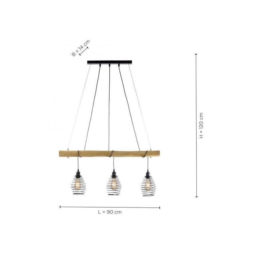 Leuchten Direkt 15526-79 - Luster na sajli SPRING 3xE27/40W/230V eukaliptus