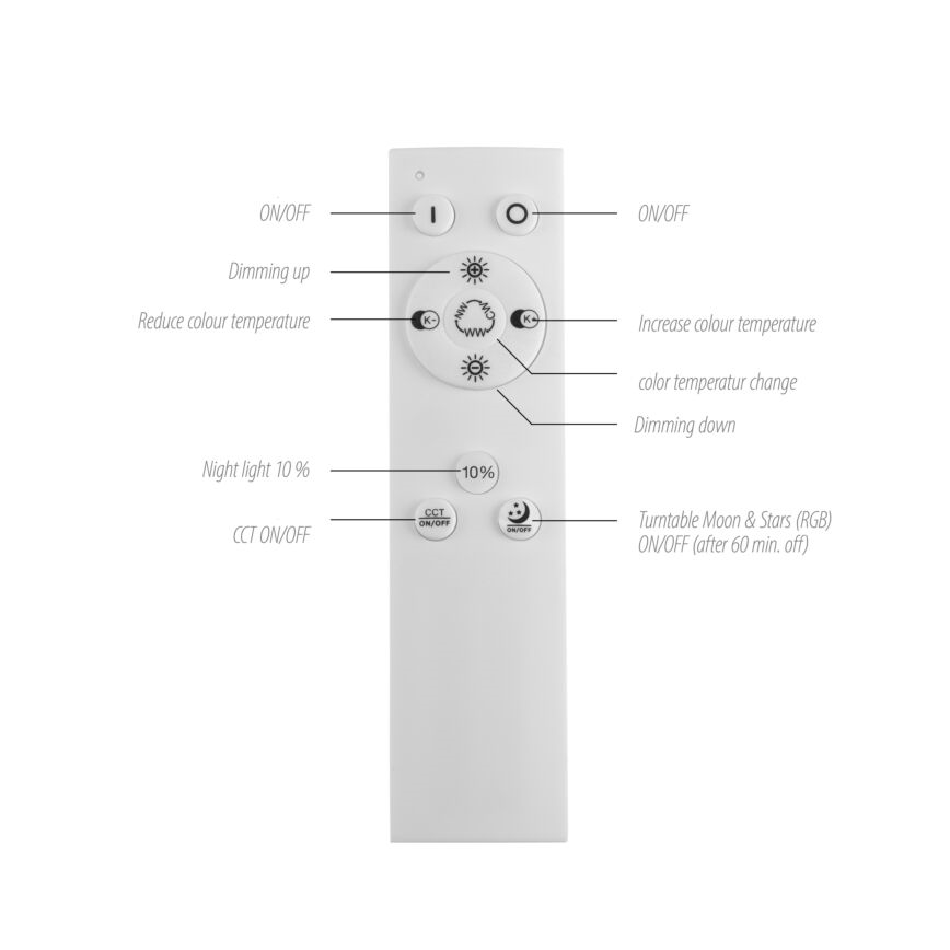 Leuchten Direkt 15572-18 - LED RGBW prigušiva stropna svetiljka ASTRO LED/17,5W/230V 2700-5000K + daljinski upravljač