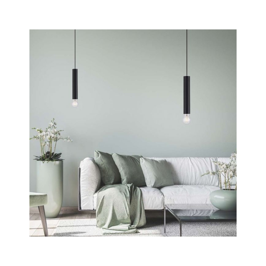 Leuchten Direkt 15617-18 - Luster na sajli BRUNA 1xE27/60W/230V crno