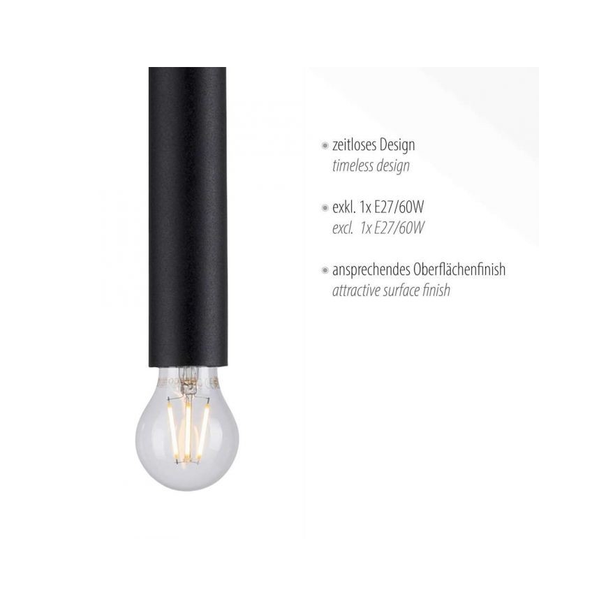 Leuchten Direkt 15617-18 - Luster na sajli BRUNA 1xE27/60W/230V crno