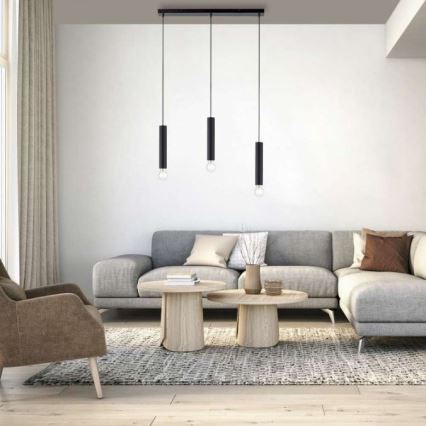 Leuchten Direkt 15618-18 - Luster na sajli BRUNA 3xE27/60W/230V crno