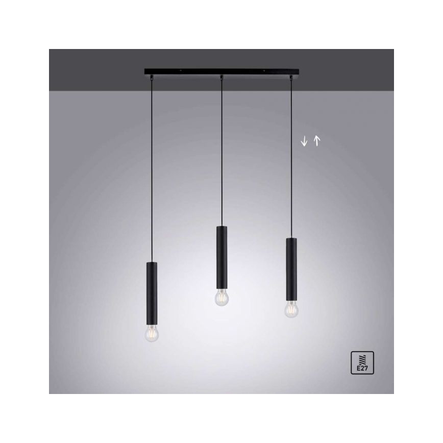 Leuchten Direkt 15618-18 - Luster na sajli BRUNA 3xE27/60W/230V crno