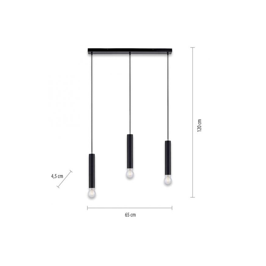 Leuchten Direkt 15618-18 - Luster na sajli BRUNA 3xE27/60W/230V crno