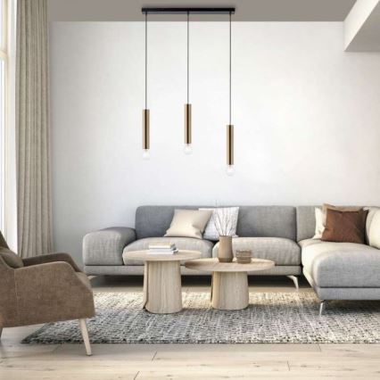 Leuchten Direkt 15618-60 - Luster na sajli BRUNA 3xE27/60W/230V mesing