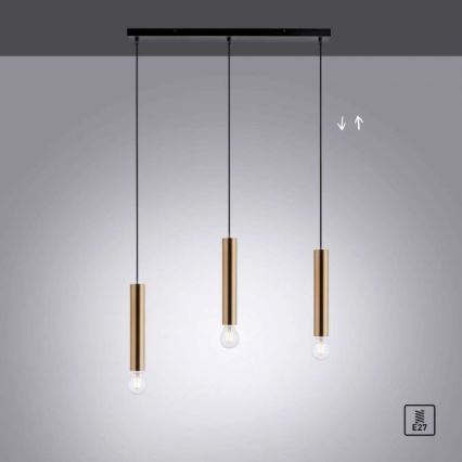 Leuchten Direkt 15618-60 - Luster na sajli BRUNA 3xE27/60W/230V mesing