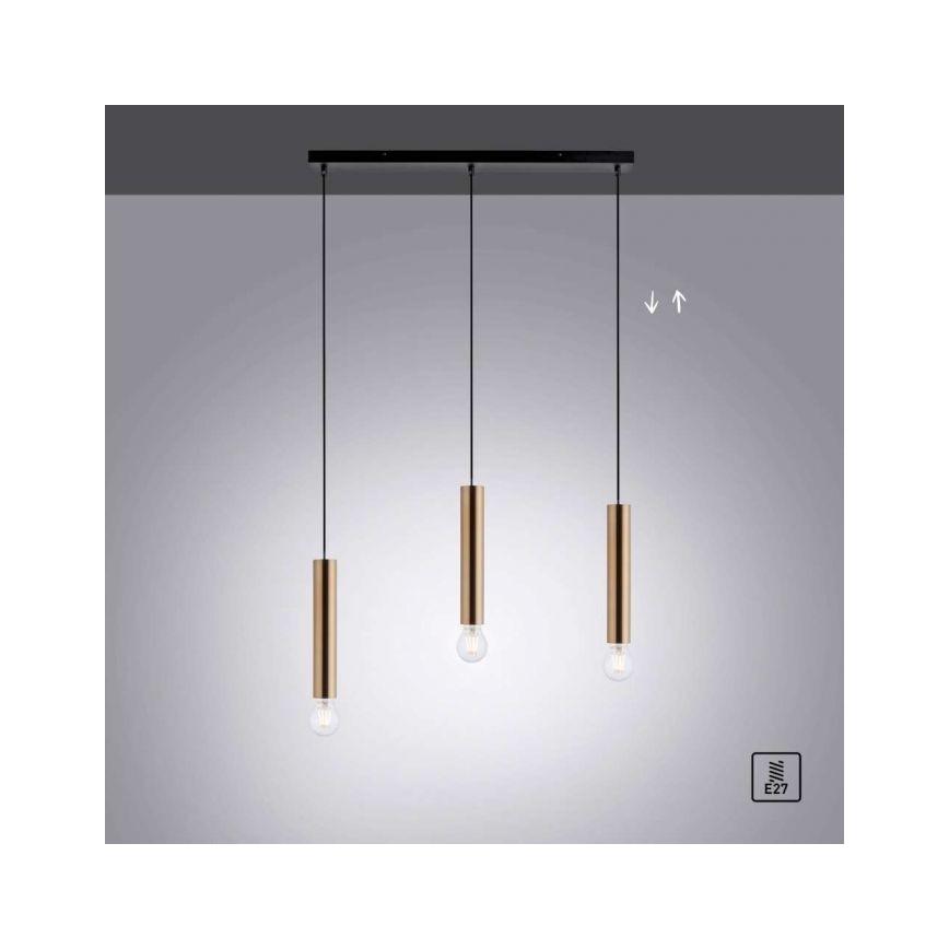 Leuchten Direkt 15618-60 - Luster na sajli BRUNA 3xE27/60W/230V mesing