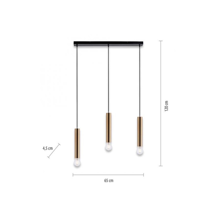 Leuchten Direkt 15618-60 - Luster na sajli BRUNA 3xE27/60W/230V mesing