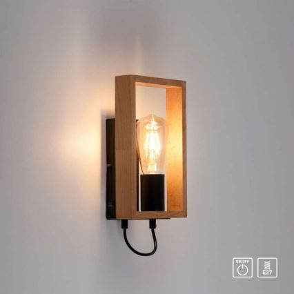 Leuchten Direkt 15654-18 - Zidna lampa FRANKY 1xE27/60W/230V akacija
