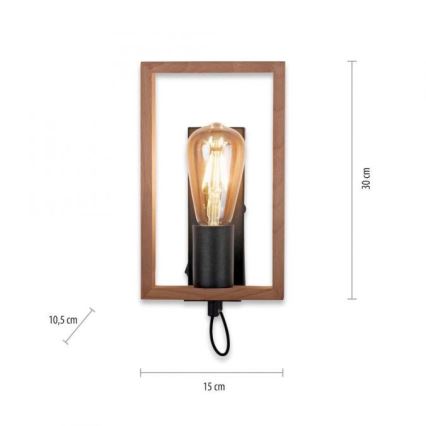 Leuchten Direkt 15654-18 - Zidna lampa FRANKY 1xE27/60W/230V akacija
