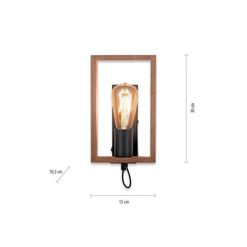 Leuchten Direkt 15654-18 - Zidna lampa FRANKY 1xE27/60W/230V akacija