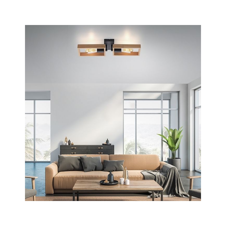 Leuchten Direkt 15657-18 - Nadgradni luster FRANKY 2xE27/60W/230V akacija
