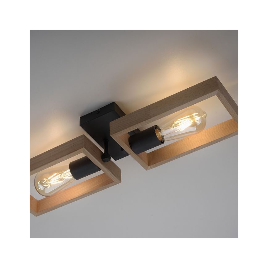 Leuchten Direkt 15657-18 - Nadgradni luster FRANKY 2xE27/60W/230V akacija