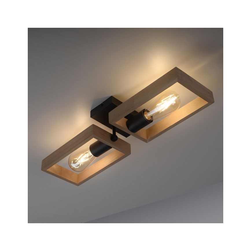 Leuchten Direkt 15657-18 - Nadgradni luster FRANKY 2xE27/60W/230V akacija