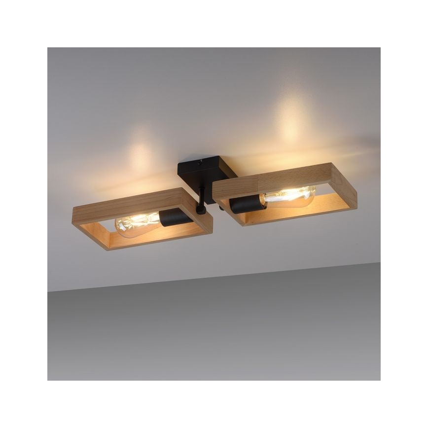 Leuchten Direkt 15657-18 - Nadgradni luster FRANKY 2xE27/60W/230V akacija