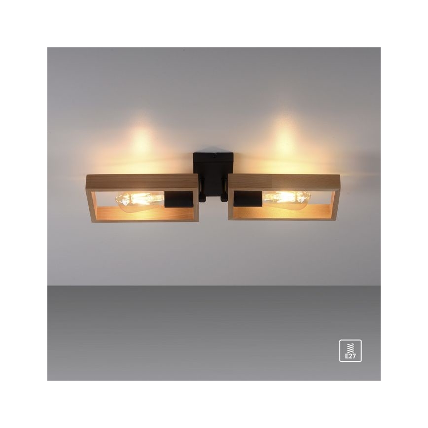 Leuchten Direkt 15657-18 - Nadgradni luster FRANKY 2xE27/60W/230V akacija