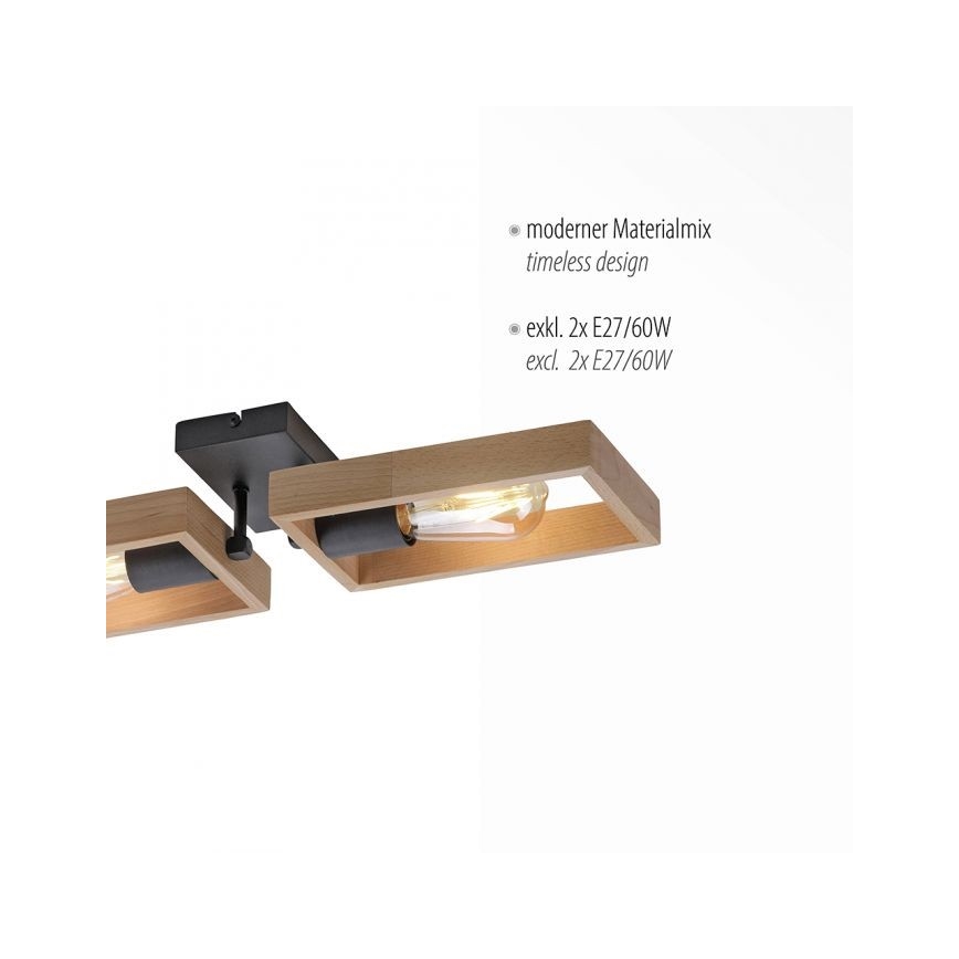 Leuchten Direkt 15657-18 - Nadgradni luster FRANKY 2xE27/60W/230V akacija