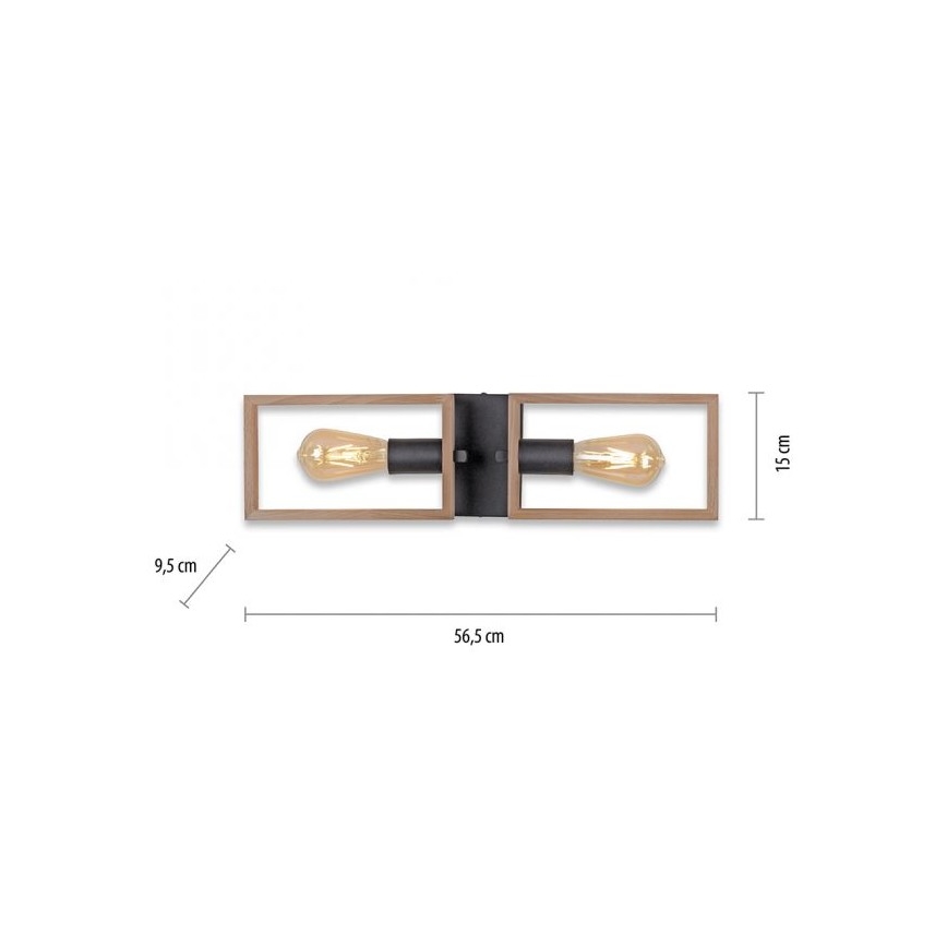 Leuchten Direkt 15657-18 - Nadgradni luster FRANKY 2xE27/60W/230V akacija