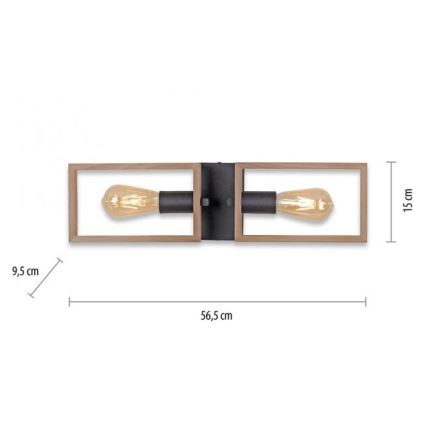 Leuchten Direkt 15657-18 - Plafonski luster FRANKY 2xE27/60W/230V akacija