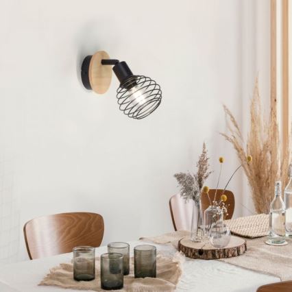 Leuchten Direkt 15921-79 - Zidna reflektorska lampa EUGEN 1xE14/40W/230V hrast