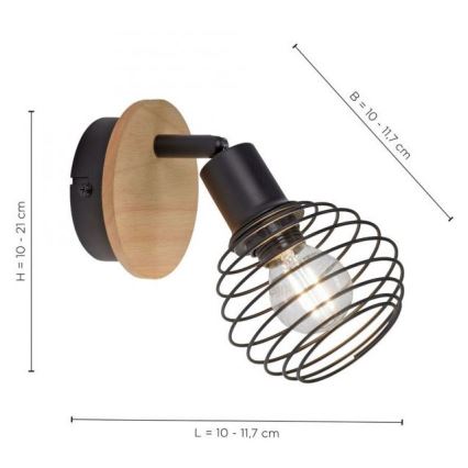 Leuchten Direkt 15921-79 - Zidna reflektorska lampa EUGEN 1xE14/40W/230V hrast