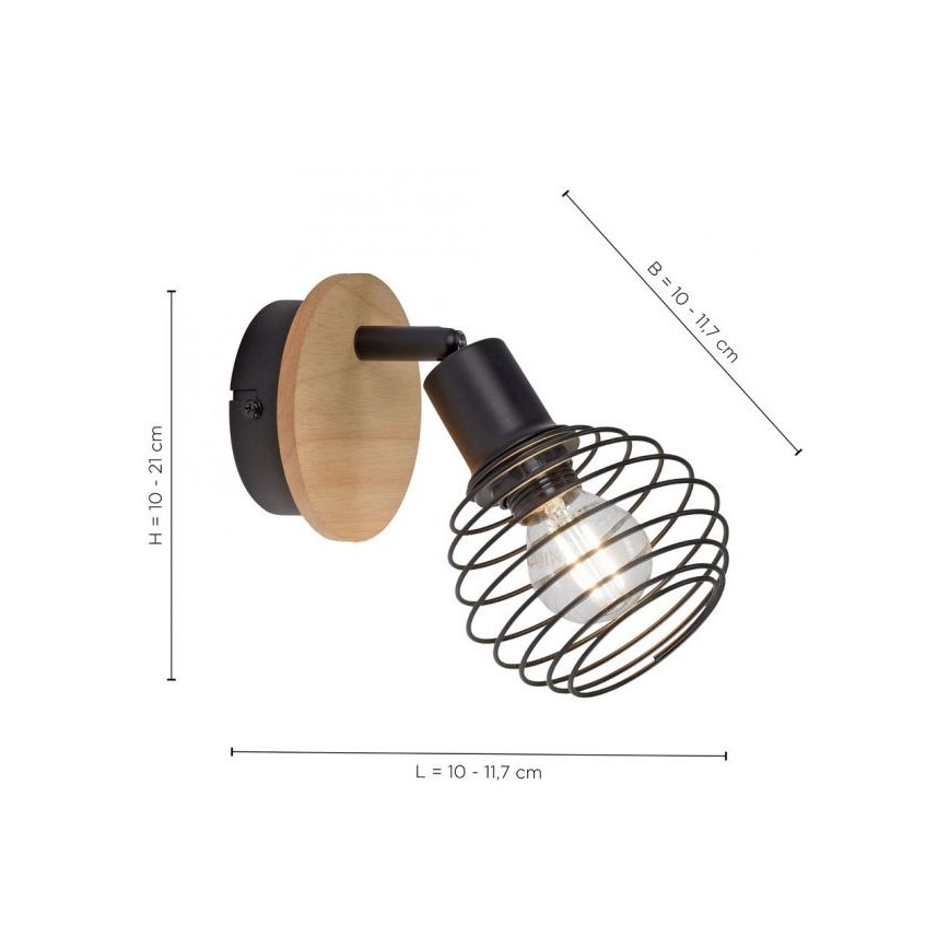 Leuchten Direkt 15921-79 - Zidna reflektorska lampa EUGEN 1xE14/40W/230V hrast