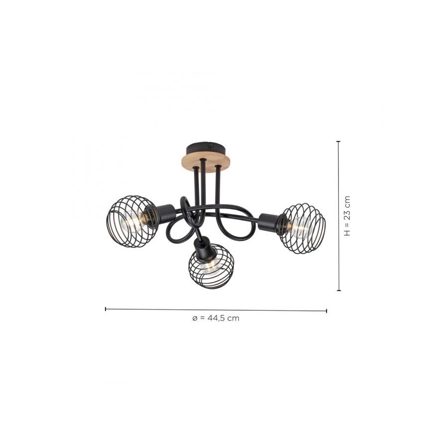 Leuchten Direkt 15923-79 - Nadgradni luster EUGEN 3xE14/40W/230V hrast
