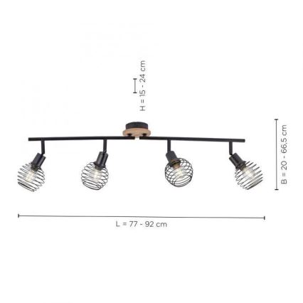 Leuchten Direkt 15924-79 - Reflektorska lampa EUGEN 4xE14/40W/230V hrast
