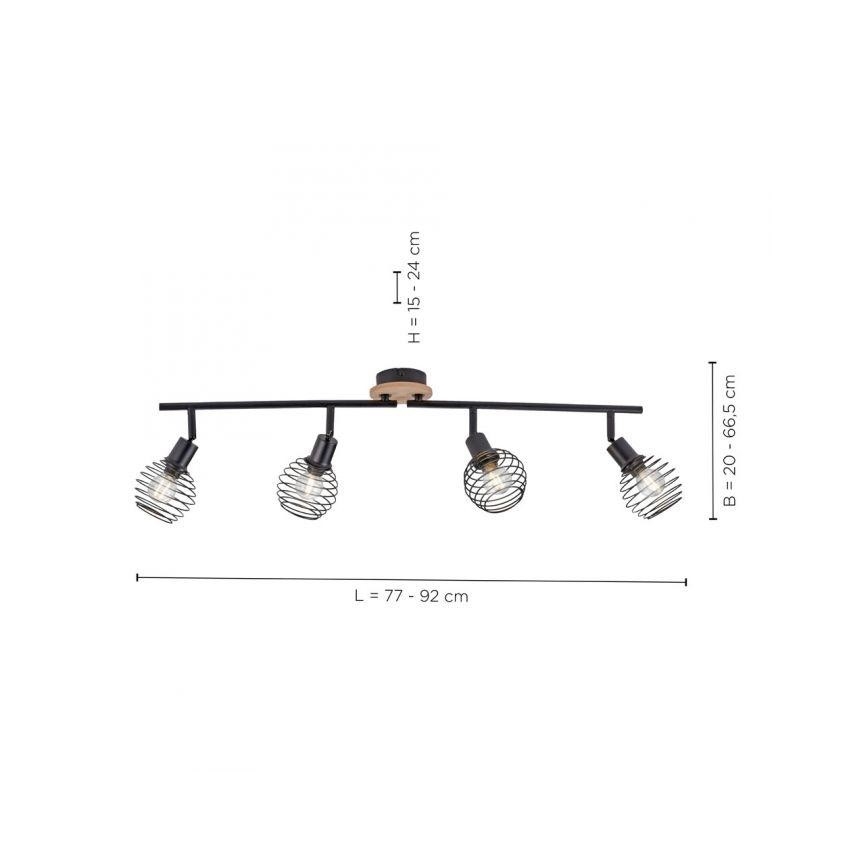Leuchten Direkt 15924-79 - Reflektorska lampa EUGEN 4xE14/40W/230V hrast
