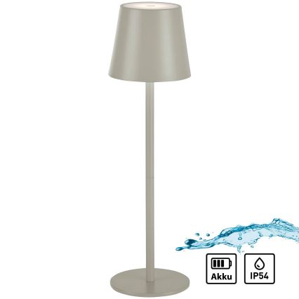 Leuchten Direkt 19250-40 - LED Spoljašnja prigušiva punjiva stona lampa EURIA LED/3W/5V 2600 mAh IP54 sivo