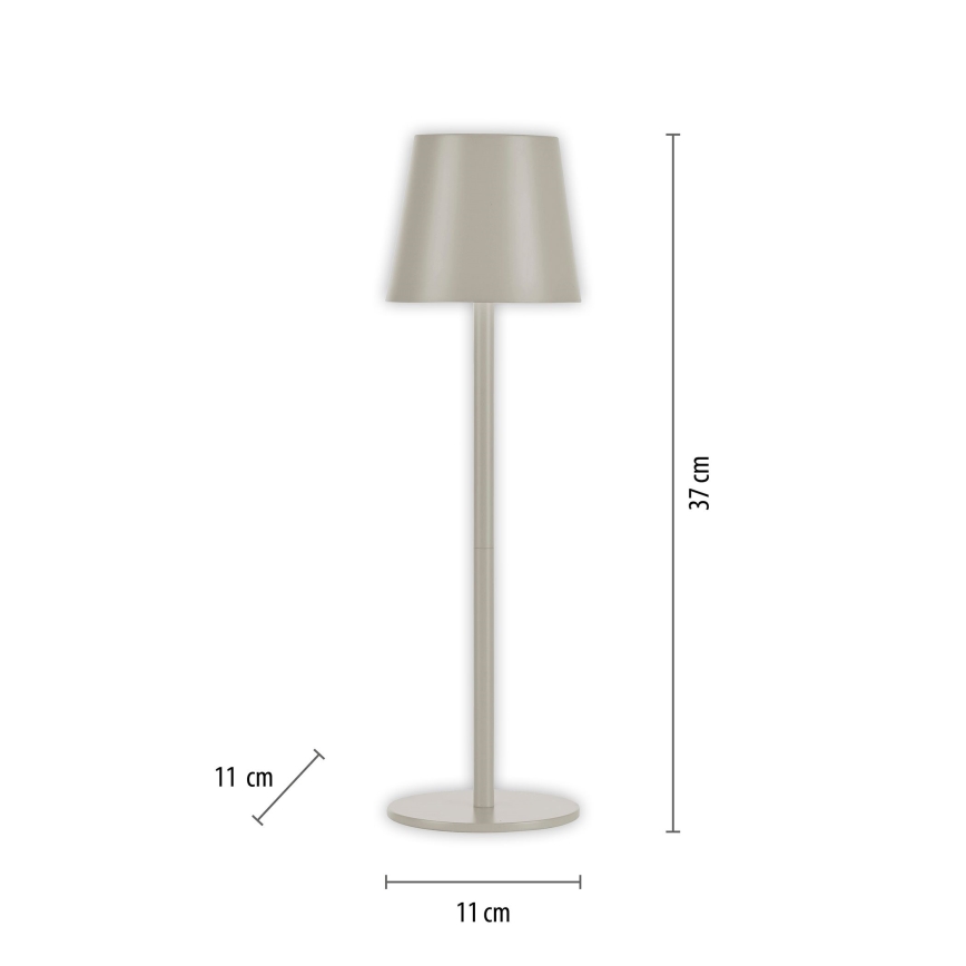Leuchten Direkt 19250-40 - LED Spoljašnja prigušiva punjiva stona lampa EURIA LED/3W/5V 2600 mAh IP54 sivo