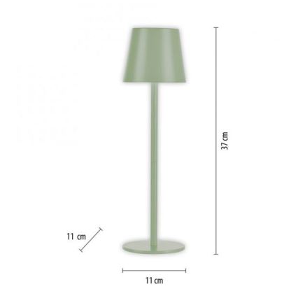 Leuchten Direkt 19250-43 - LED Spoljašnja prigušiva punjiva stona lampa EURIA LED/3W/5V IP54 zelena
