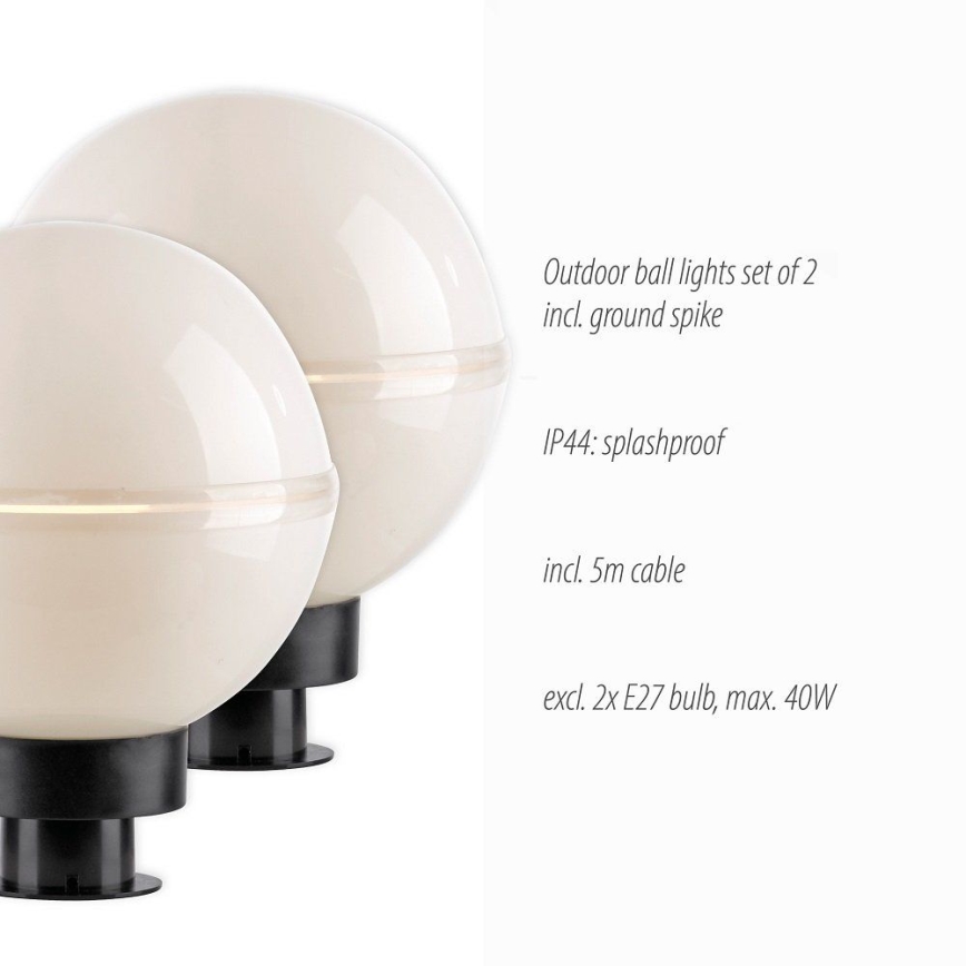 Leuchten Direkt 19322-16-2 - Set 2x Spoljašnja lampa 1xE27/40W/230V pr. 20 cm IP44