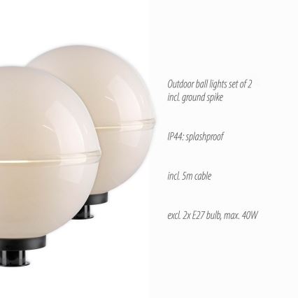 Leuchten Direkt 19324-16-2 - Set 2x Spoljašnja lampa 1xE27/40W/230V pr. 40 cm IP44