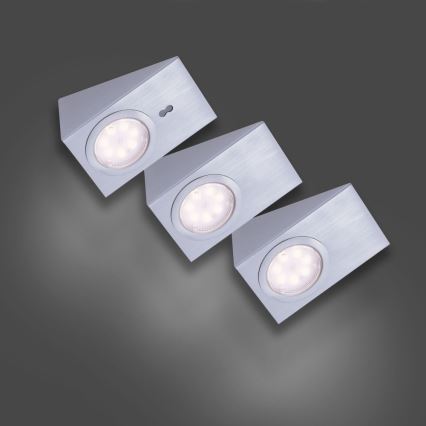 Leuchten Direkt 84111-55-3 - Komplet od 3 LED osvetljenja za nameštaj sa senzorom THEO LED/3,6W/230V