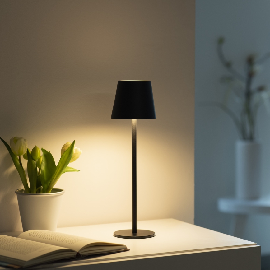 Leuchten Direkt 19250-18 - LED Spoljašnja prigušiva punjiva stona lampa EURIA LED/3W/5V 2600 mAh IP54 crno