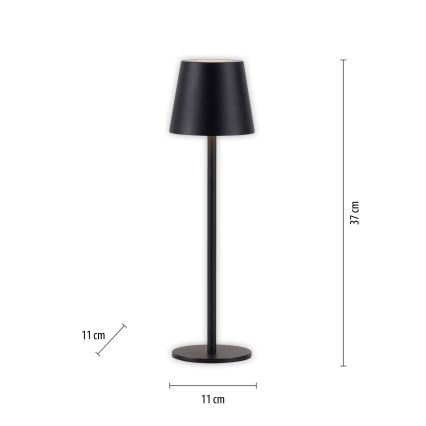 Leuchten Direkt 19250-18 - LED Spoljašnja prigušiva punjiva stona lampa EURIA LED/3W/5V 2600 mAh IP54 crno