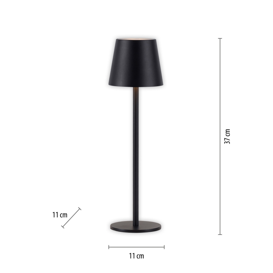 Leuchten Direkt 19250-18 - LED Spoljašnja prigušiva punjiva stona lampa EURIA LED/3W/5V 2600 mAh IP54 crno
