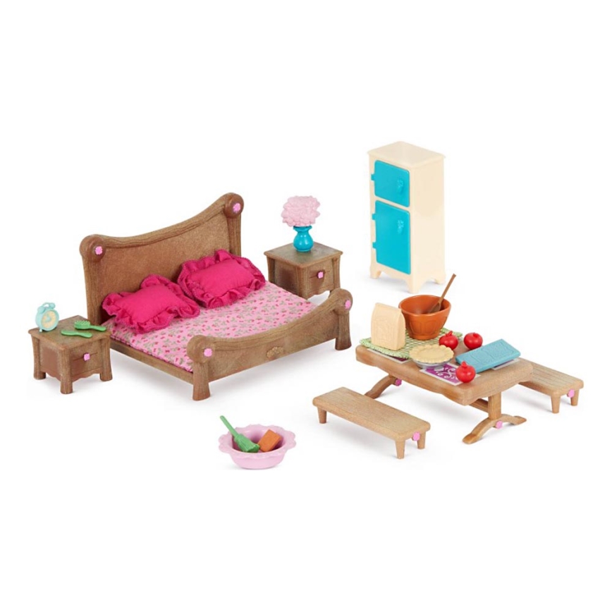 Li'l Woodzeez - Set za igru nameštaj za spavaću sobu i trpezariju